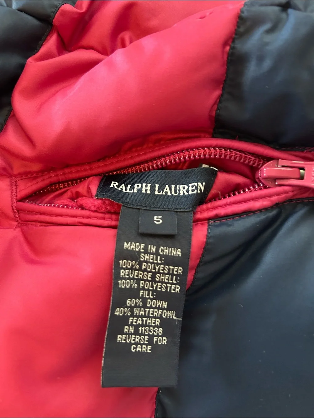Ralph Lauren Navy & Pink Reversible Puffer Vest Girls Size 5